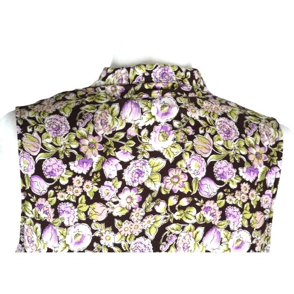 Vintage Rampage R Wear Dress Floral Print Rayon Button-Up Sleeveless Pockets - Picture 7 of 10